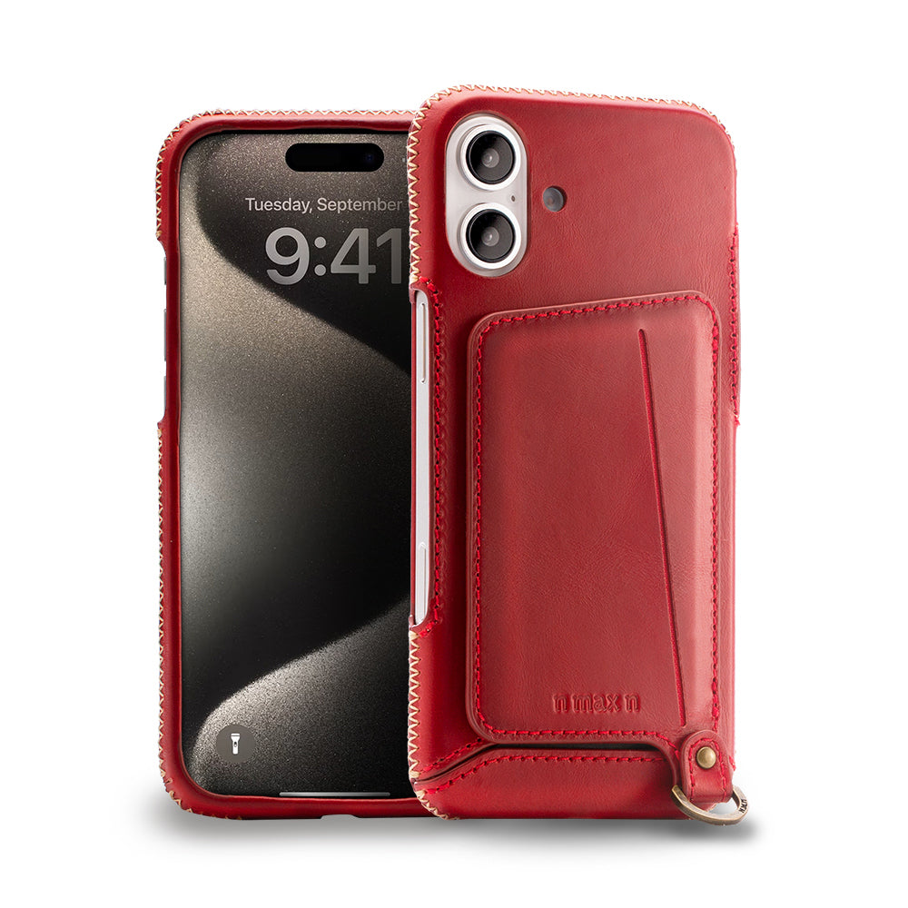 【iPhone 16 Plus】 磁吸站立卡袋真皮手機殼(751MG)