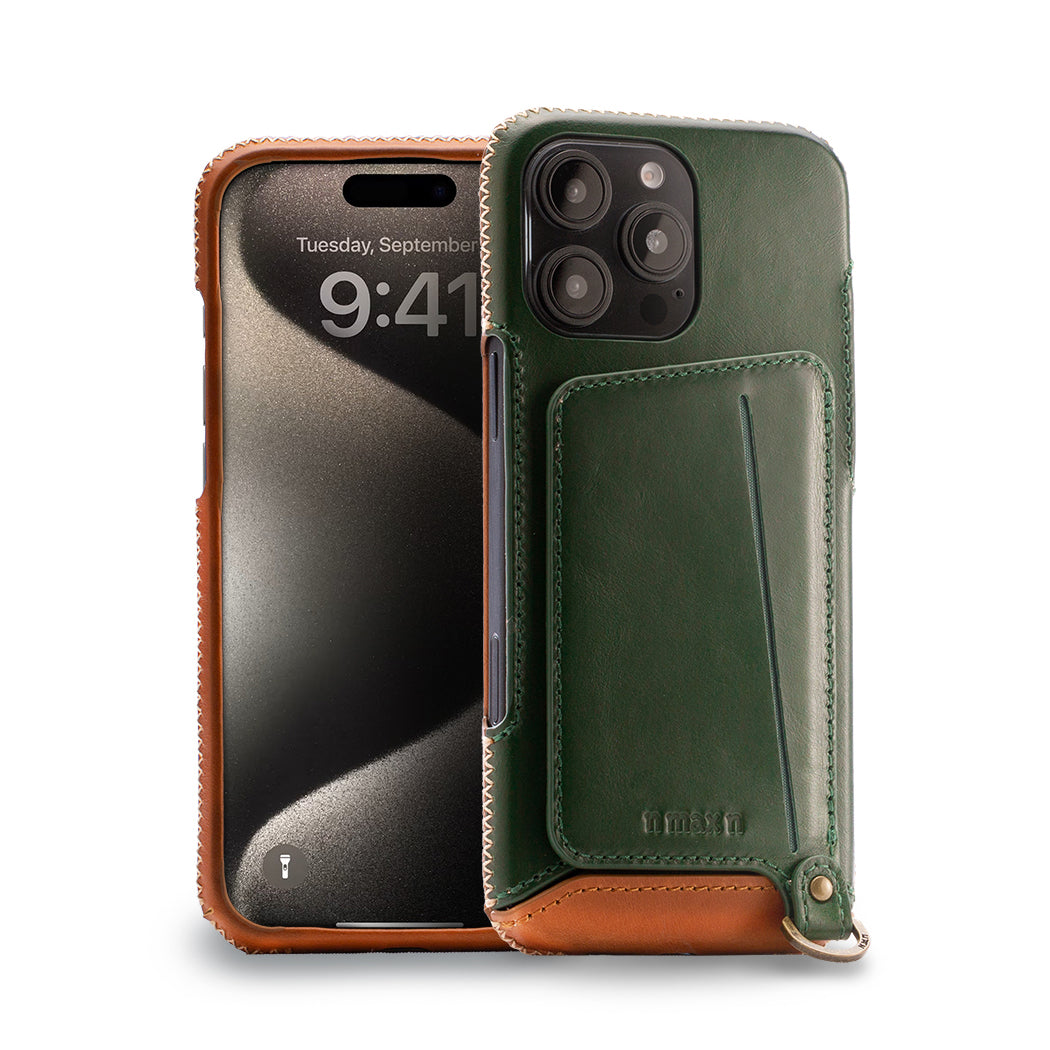 【iPhone 16 Pro Max】磁吸站立卡袋真皮手機殼(751MG)