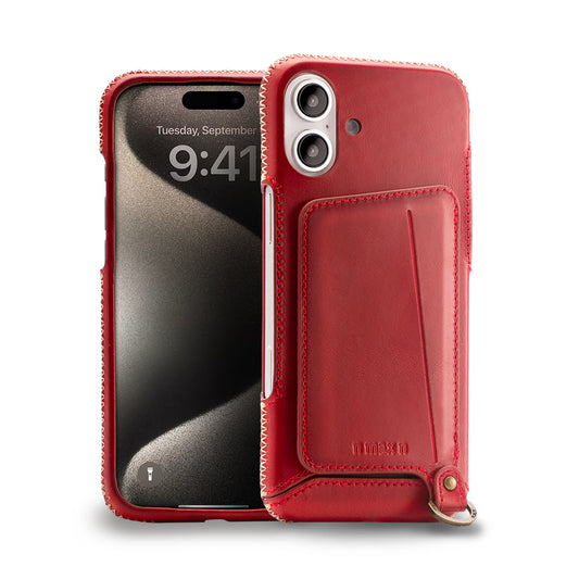 【iPhone 16 Plus】 磁吸站立卡袋真皮手機殼(751MG)